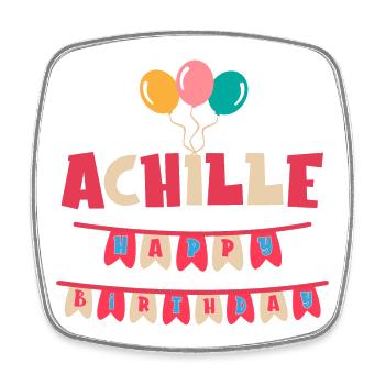 Achilles t-shirt happy birthday birthday t-shirt - Square fridge magnet - white - Front