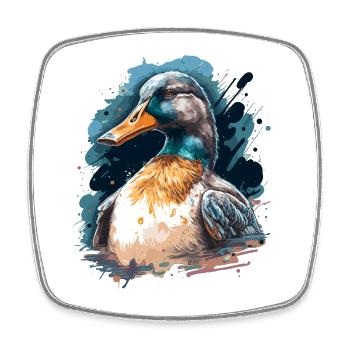 Aquarelle Canard - Magnet carré - blanc - Devant
