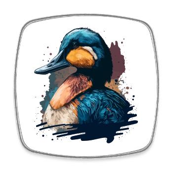 Duck Painting - Square fridge magnet - white - Front