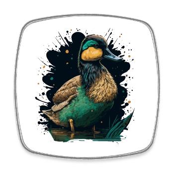 Dessin cool d’un canard - Magnet carré - blanc - Devant