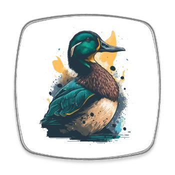 Œuvre d’art d’un canard - Magnet carré - blanc - Devant