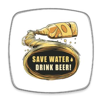 Save Water Drink Beer - Square fridge magnet - white - Front