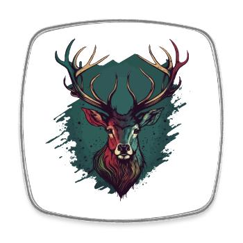 Tête de cerf - Magnet carré - blanc - Devant