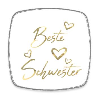 Beste Schwester - Viereckiger Kühlschrankmagnet - Weiß - Vorne