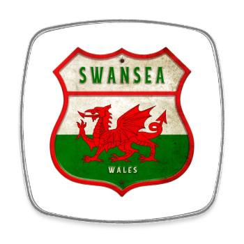 Swansea Wales Wappen Flaggen Design - Viereckiger Kühlschrankmagnet - Weiß - Vorne