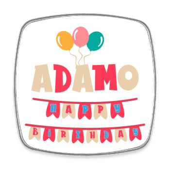 Adam Happy Birthday T-Shirt - Viereckiger Kühlschrankmagnet - Weiß - Vorne
