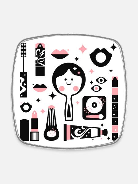 Disco Make Up Revival L Black Pink - Magnet carré - blanc
