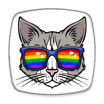 Cool Lgbt Cat Bisexuel Sexualité Arc-en-ciel - Magnet carré - blanc - Devant