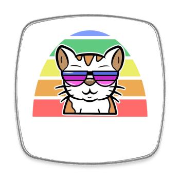 LGBT Cool Cat Arc-en-ciel Fierté des droits de l’homme - Magnet carré - blanc - Devant