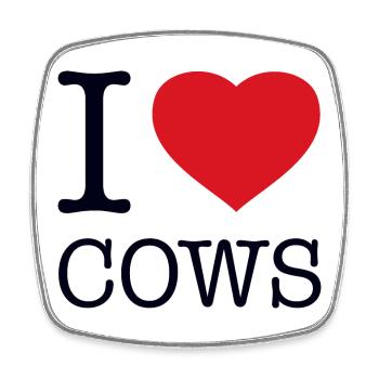 J’AIME LES VACHES - Magnet carré - blanc - Devant