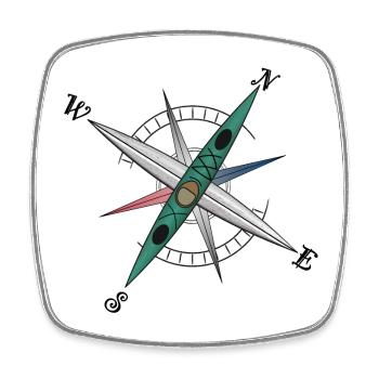 Cooles Kajak Design mit Kompassrose, grünes Kayak - Viereckiger Kühlschrankmagnet - Weiß - Vorne