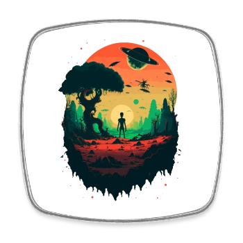 alien staring - Square fridge magnet - white - Front
