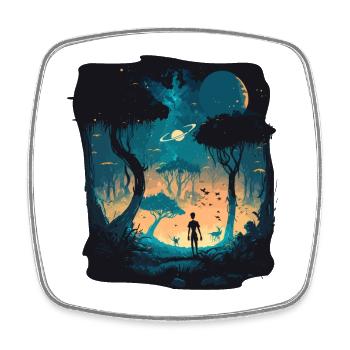 Dessin animé extraterrestre - Magnet carré - blanc - Devant