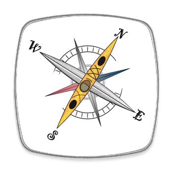 Cooles Kajak Design mit Kompassrose, gelbes Kayak - Viereckiger Kühlschrankmagnet - Weiß - Vorne