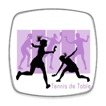 Tennis de table féminin - Magnet carré - blanc - Devant