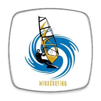 Windsurfen - Viereckiger Kühlschrankmagnet - Weiß - Vorne