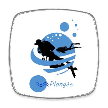 Plongée - Magnet carré - blanc - Devant