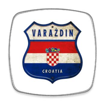 Varaždin Croatia flag coat of arms design - Square fridge magnet - white - Front