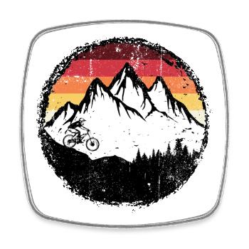 Alpine Sunset Mountain Ride - Square fridge magnet - white - Front