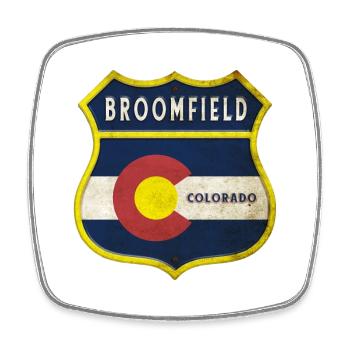 Motif du blason de Broomfield Colorado - Magnet carré - blanc - Devant
