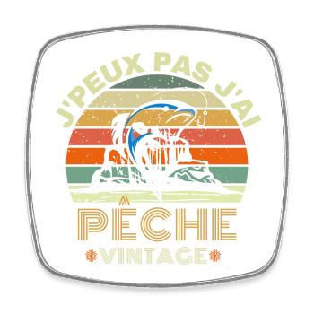 J peux pas j ai pêche Vintage - Magnet carré - blanc - Devant