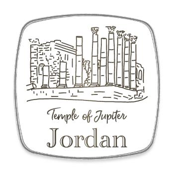 Jordanie, Jerash, Temple de Jupiter - Magnet carré - blanc - Devant