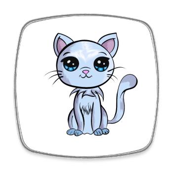 Kawaii Katze - Viereckiger Kühlschrankmagnet - Weiß - Vorne