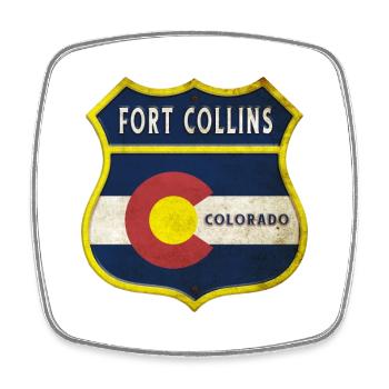Design des armoiries de Fort Collins Colorado - Magnet carré - blanc - Devant