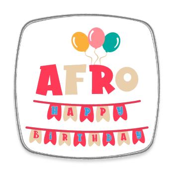 T-shirt afro joyeux anniversaire joyeux anniversaire - Magnet carré - blanc - Devant