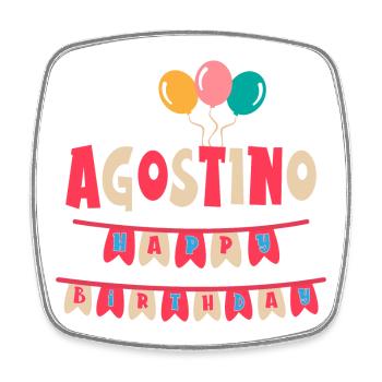 T-shirt Augustine joyeux anniversaire joyeux anniversaire - Magnet carré - blanc - Devant