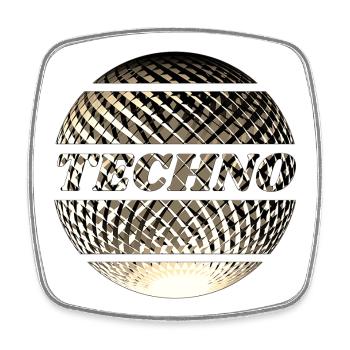 Techno Diskokugel gold - Viereckiger Kühlschrankmagnet - Weiß - Vorne