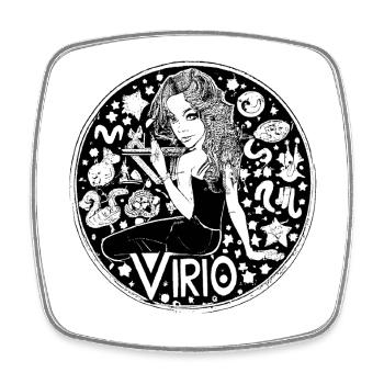 Zodiac sign Virgo 003 black - Square fridge magnet - white - Front