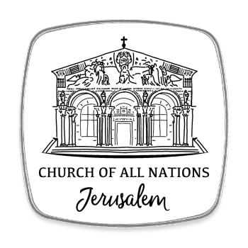Jérusalem, Israël, Église de toutes les Nations - Magnet carré - blanc - Devant