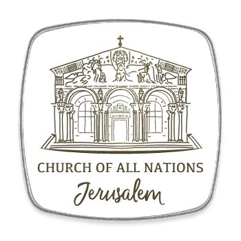 Jérusalem, Église de tous les Peuples, Israël - Magnet carré - blanc - Devant