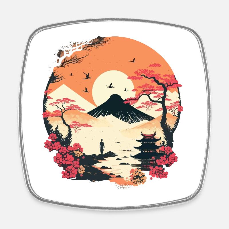 Japanese - Square fridge magnet - white