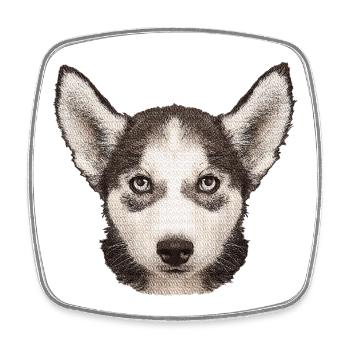 hundewelpe, Huskybaby - Viereckiger Kühlschrankmagnet - Weiß - Vorne