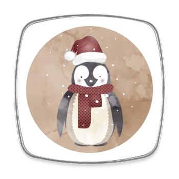 cute Santa Claus penguin for Christmas - Square fridge magnet - white - Front