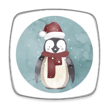 cute Santa Claus penguin for Christmas - Square fridge magnet - white - Front