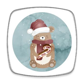 goldiger Bär für Weihnachten mit Weihnachtsmütze - Viereckiger Kühlschrankmagnet - Weiß - Vorne