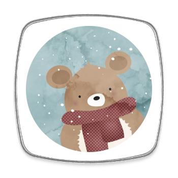 zuckersüßer goldiger Bär im Winter wenn es schneit - Viereckiger Kühlschrankmagnet - Weiß - Vorne