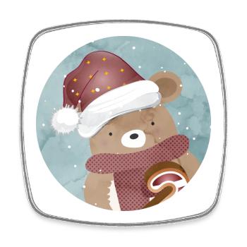 goldiger Bär für Weihnachten mit Weihnachtsmütze - Viereckiger Kühlschrankmagnet - Weiß - Vorne