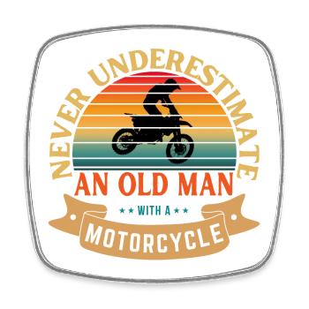 UNTERSCHÄTZEN SIE NIEMALS EINEN ALTEN MANN MIT EINEM MOTORRAD - Viereckiger Kühlschrankmagnet - Weiß - Vorne