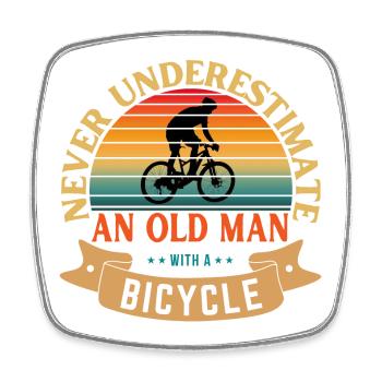 UNTERSCHÄTZE NIEMALS EINEN ALTEN MANN MIT EINEM FAHRRAD - Viereckiger Kühlschrankmagnet - Weiß - Vorne