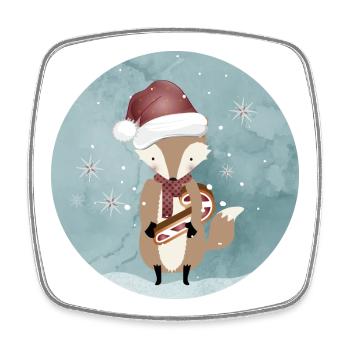 goldiger Fuchs für Weihnachten mit Zuckerstange - Viereckiger Kühlschrankmagnet - Weiß - Vorne