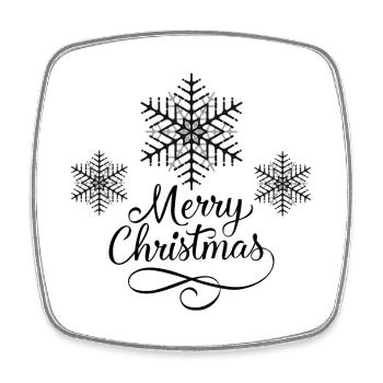 snowflake Merry Christmas - Square fridge magnet - white - Front
