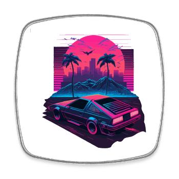 Retro-Kunst - Viereckiger Kühlschrankmagnet - Weiß - Vorne