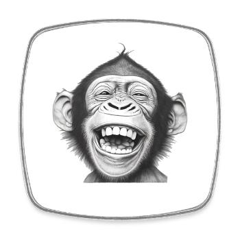 Laughing Monkey Black & White - Square fridge magnet - white - Front