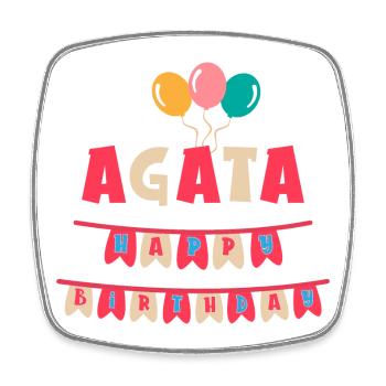 Agata t-shirt joyeux anniversaire joyeux anniversaire - Magnet carré - blanc - Devant