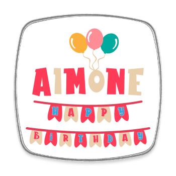 T-shirt Aimone joyeux anniversaire joyeux anniversaire - Magnet carré - blanc - Devant