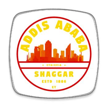 Addis Ababa Skyline Emblem - Viereckiger Kühlschrankmagnet - Weiß - Vorne